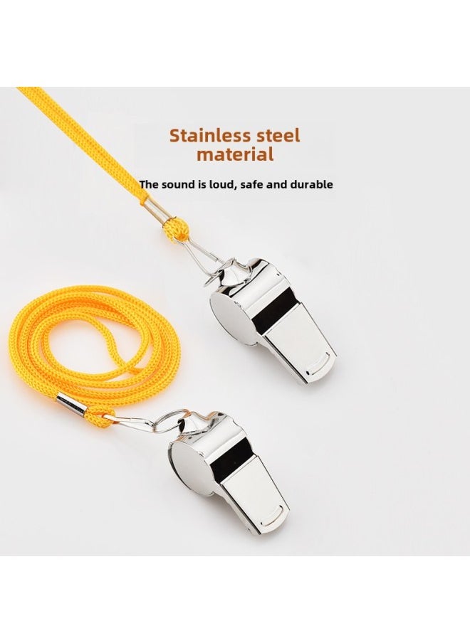 Generic - School Stainless Steel Whistle PE Teacher Special Super Loud Treble Whistle Coach Children's Toy Whistle To Survive-Color:1 Stainless Steel Short-mouth Whistle + Black Rope Independent Bag - Image 1