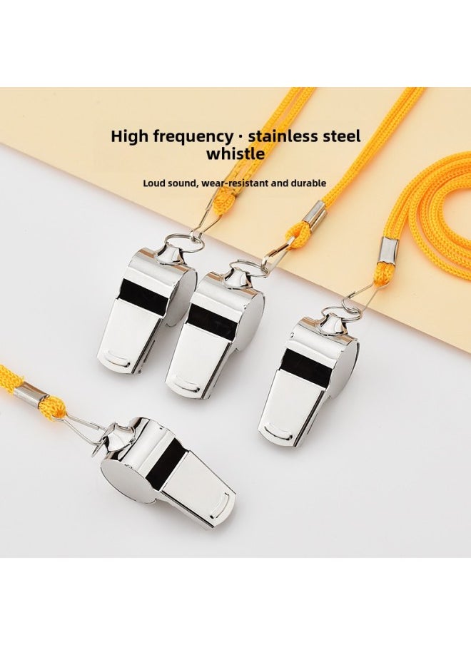 Generic - School Stainless Steel Whistle PE Teacher Special Super Loud Treble Whistle Coach Children's Toy Whistle To Survive-Color:1 Stainless Steel Short-mouth Whistle + Black Rope Independent Bag - Image 1