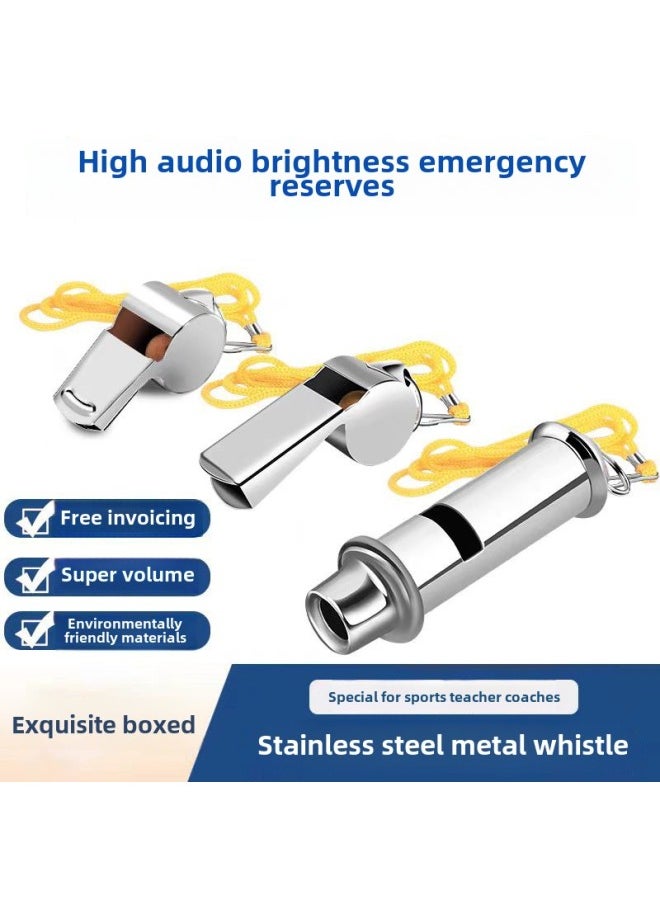 Generic - School Stainless Steel Whistle PE Teacher Special Super Loud Treble Whistle Coach Children's Toy Whistle To Survive-Color:1 Stainless Steel Short-mouth Whistle + Black Rope Independent Bag - Image 1