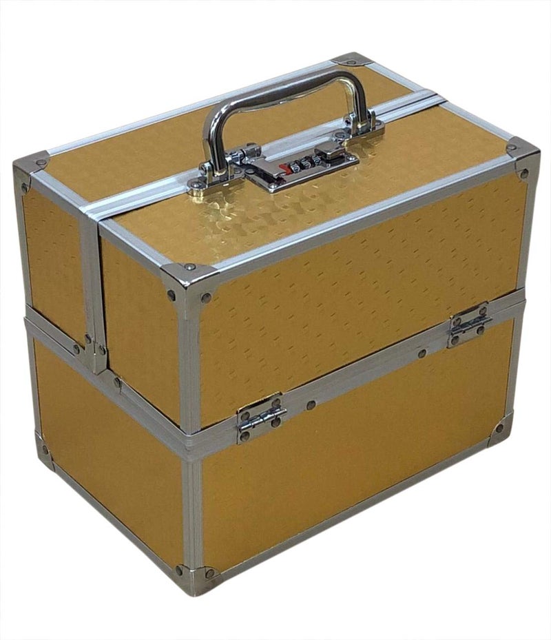 ADSON صندوق/حقيبة أدوات التجميل الاحترافية من أدسون (ذهبي) - Image 2