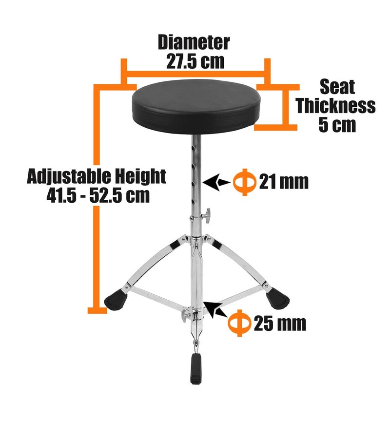 Softline Pro SP36-C Universal Drum Throne Round Padded 2.3 Kg Drum Stool Double-braced Legs Anti-Slip 5 Levels Adajustable Height for Adult Drummers - Image 2