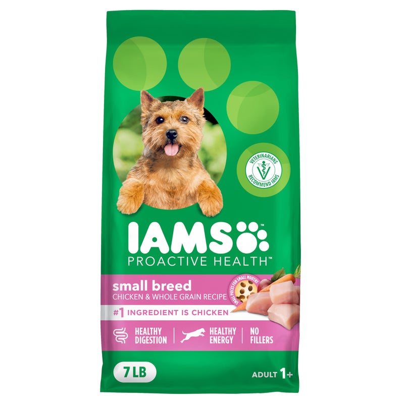 IAMS Proactive Health Small Breed Dog Food Dry with Real Chicken, 7 lb. Bag - Image 1
