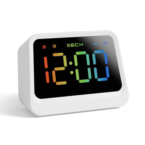 Xech Alarm Clock for Students | Rechargeable Bedroom & Study Table Clocks with Loud Dual Alarms & Pen Stand | Multi Colour Display | Gift for Man, Woman, Girls, Boys and Kids (Prism Lite) - Image 1