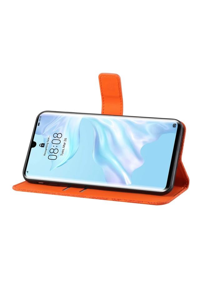 زبون جراب لهاتف Huawei P30 Pro، جراب جلدي أفقي قابل للطي بنمط عرقي منقوش مع حامل وفتحات للبطاقات ومحفظة وحبل - Image 4