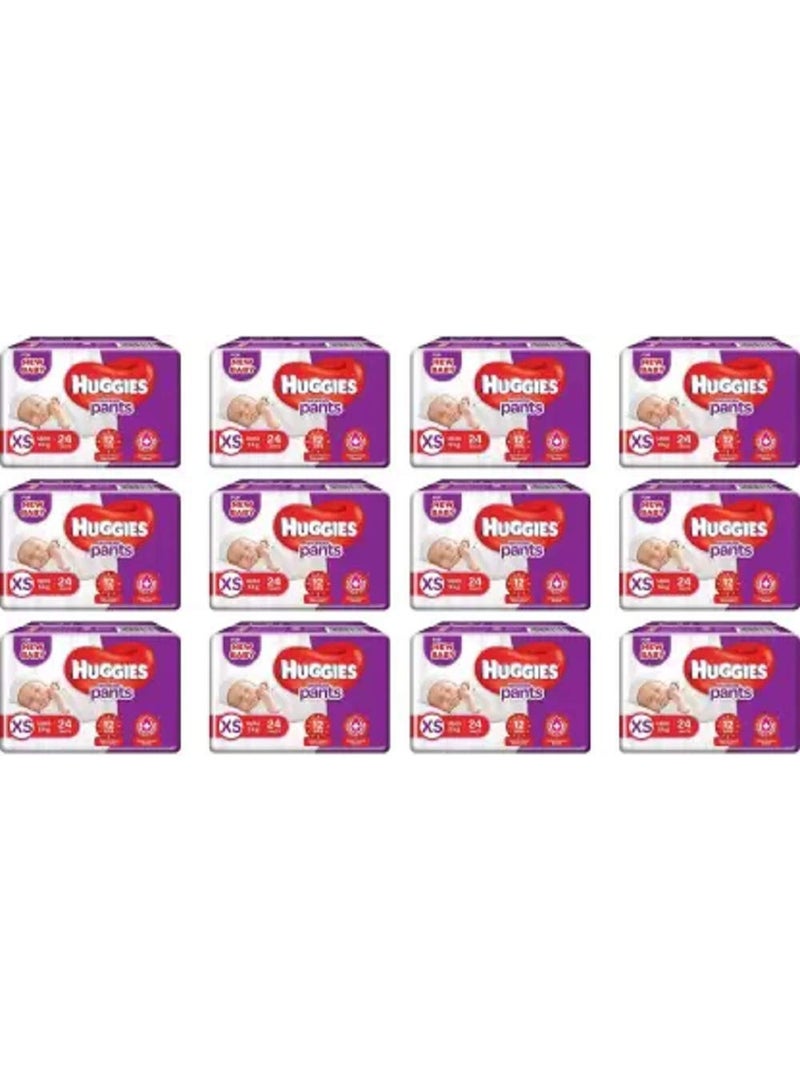 Huggies Wonder New Baby Pants,Size XS, 24 Pcs Pack, Combo of 12 Packs - New Born (288 Pieces) - Image 1