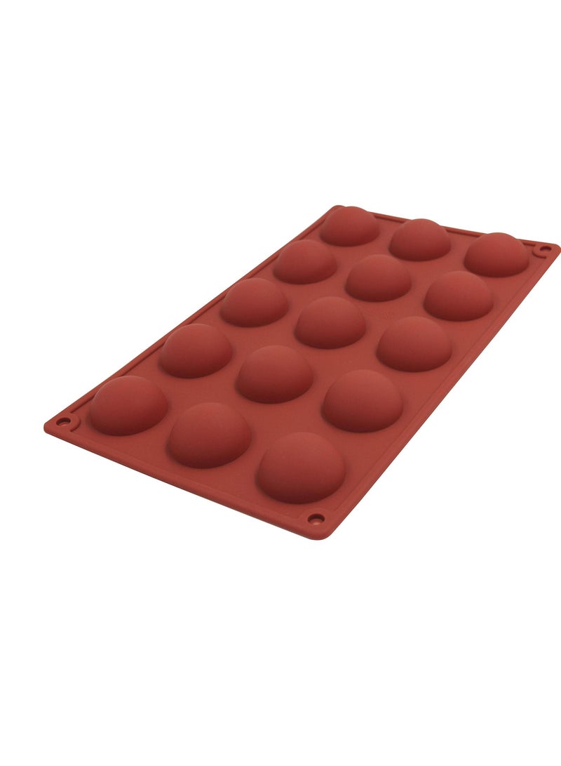 Morlife 15Pcs Small semi Sphere Shaped Non-Stick Silicone Chocolate Mold, Cake Mold, Jelly, Ice Tray, Baking Mold Brown 29cm x 17.3cm x 1.9cm  - Image 1