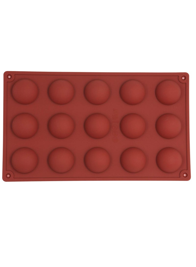 Morlife 15Pcs Small semi Sphere Shaped Non-Stick Silicone Chocolate Mold, Cake Mold, Jelly, Ice Tray, Baking Mold Brown 29cm x 17.3cm x 1.9cm  - Image 2