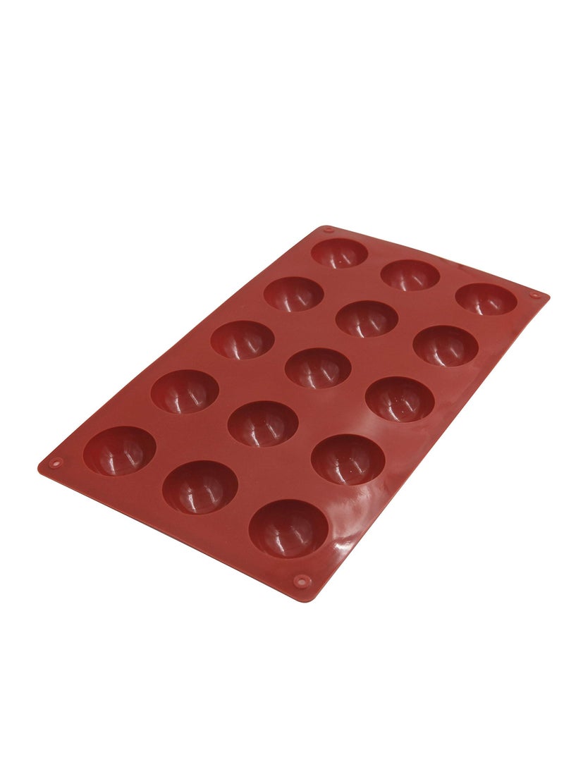 Morlife 15Pcs Small semi Sphere Shaped Non-Stick Silicone Chocolate Mold, Cake Mold, Jelly, Ice Tray, Baking Mold Brown 29cm x 17.3cm x 1.9cm  - Image 3