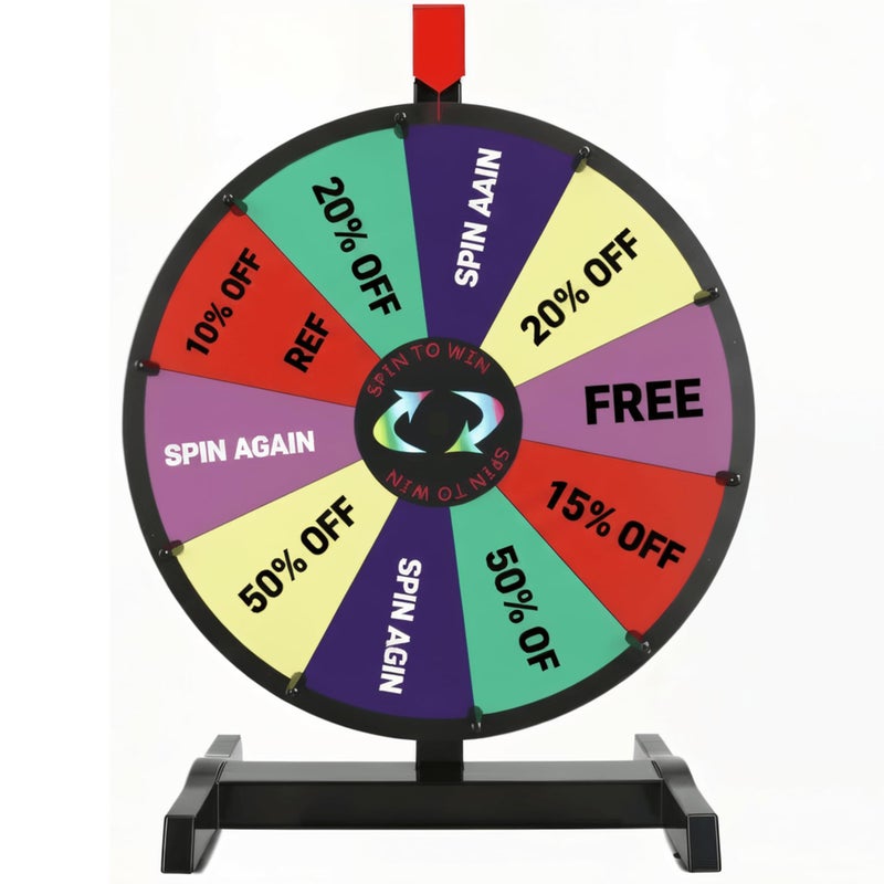 Hooomyai 15 inch Tabletop Spinning Prize Wheel with Durable Base Stand 10 Slots Spin Wheel for Prizes Spinner with Dry Erase Markers and Eraser for Classroom Carnival Trade Show Party Game - Image 2