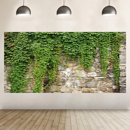 Leyiyi 20x10ft Spring Garden Leaves Backdrop Gardening Plants Grunge Stone Wall Greenery Banner Vane Branch Cover Vintage Architecture Photo Background Wedding Kids Birthday Photo Studio Vinyl Prop - Image 4