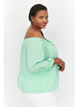 Women  Off Shoulder 3/4 Sleeve Plain Top, Green - pzsku/Z14789F18FAA1446B0338Z/45/_/1737900721/817f3732-12e7-496d-979f-8808422ad2dd