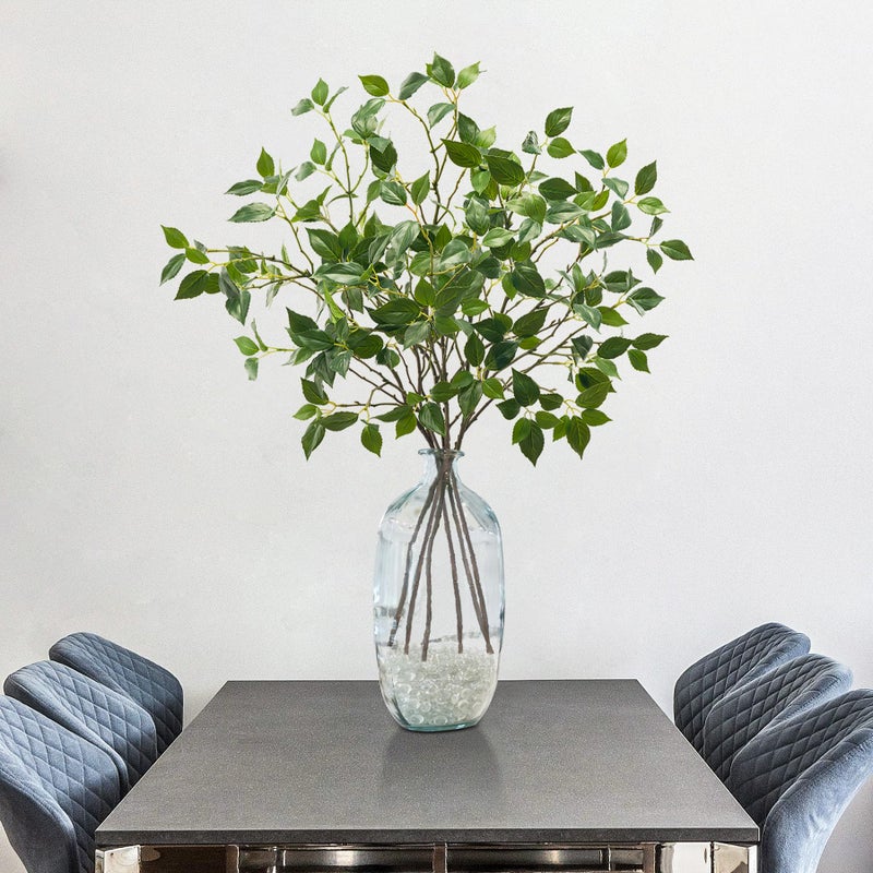 Uqueeten Artificial Plants Greenery Eucalyptus Stems Branches Plant for Home Decorï¼ŒFaux Rustic Ficus Leaf Floral for Indoor Table Bathroom Bedroom Kitchen Decoration,Real Plastic Eucalytus Wedding Dcorï¼ˆ6PCS) - Image 5
