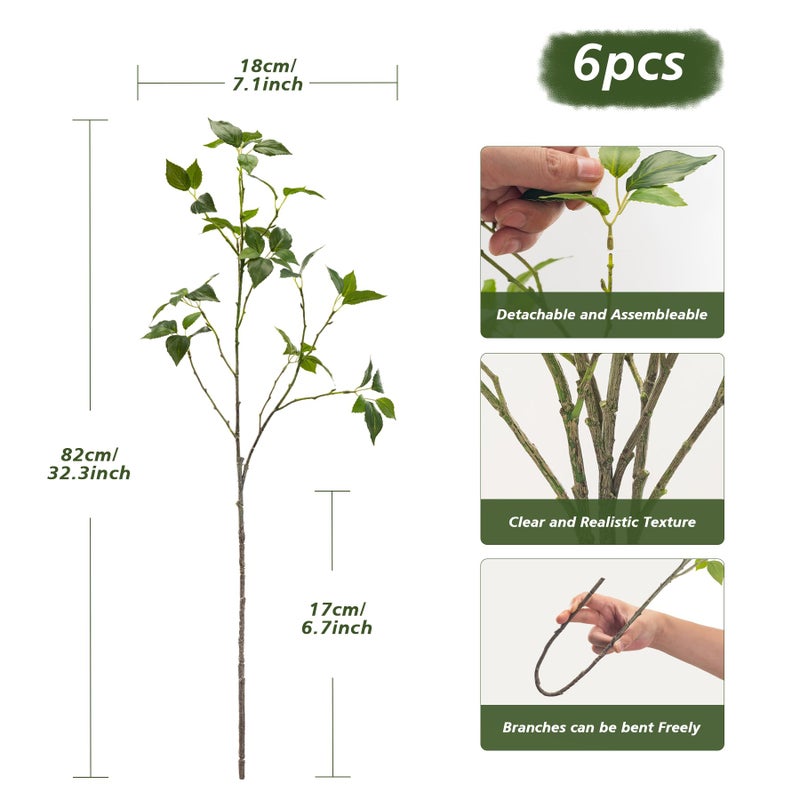 Uqueeten Artificial Plants Greenery Eucalyptus Stems Branches Plant for Home Decorï¼ŒFaux Rustic Ficus Leaf Floral for Indoor Table Bathroom Bedroom Kitchen Decoration,Real Plastic Eucalytus Wedding Dcorï¼ˆ6PCS) - Image 3
