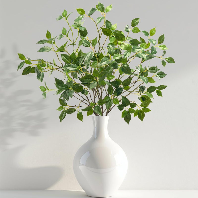 Uqueeten Artificial Plants Greenery Eucalyptus Stems Branches Plant for Home Decorï¼ŒFaux Rustic Ficus Leaf Floral for Indoor Table Bathroom Bedroom Kitchen Decoration,Real Plastic Eucalytus Wedding Dcorï¼ˆ6PCS) - Image 2