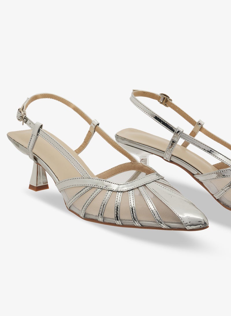 خزانة حذاء بكعب متوسط بتفاصيل فضية - Image 4