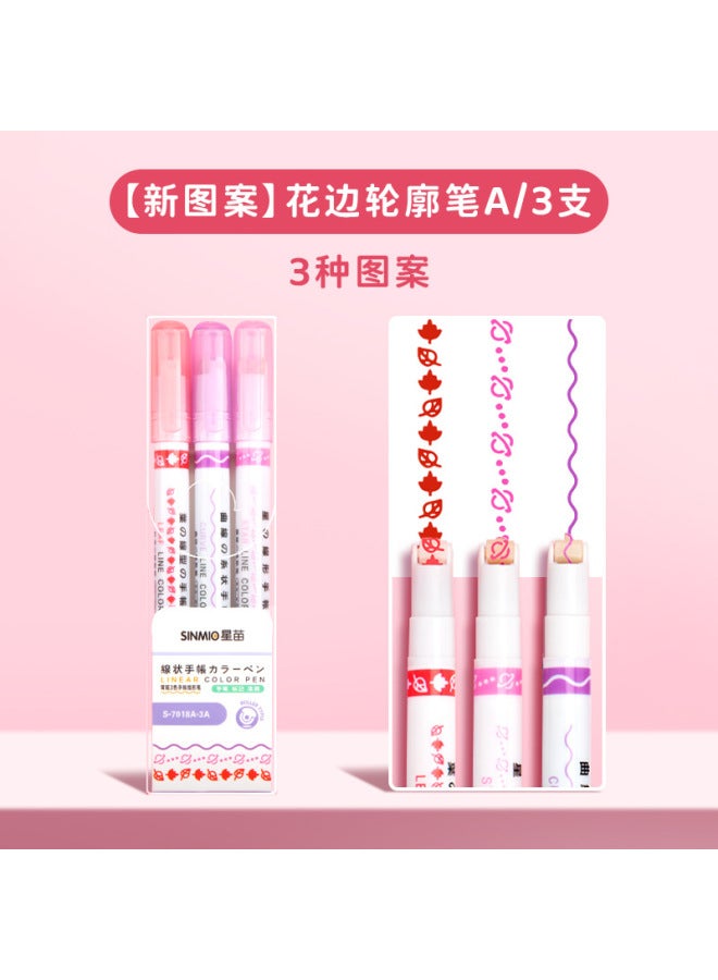 Star Seedlings Xingmiao Pattern Contour Pen Curve Pen Hand-written Report Special Pen Hand-written Account Pen Fluorescent Mark Student Special Hand-written Account Pen - Image 1