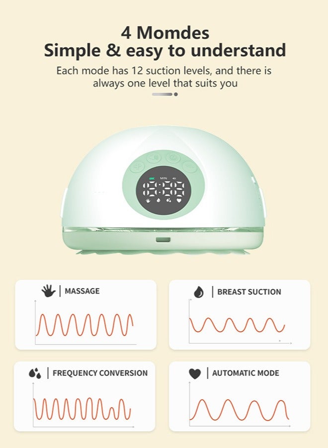 chiteng Portable Breast Pump with Voice Broadcast, Hands Free Breast Pump 4 Mode & 12 Levels - Image 3