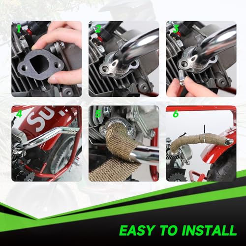 XIKOBY Header Exhaust Pipe Kit Compatible with Predator 212cc 224cc 196cc 6.5HP GX160 GX200 Engine Coleman Mini Bike CT200U BT200X CT200U-EX KT196 Go Kart Baja MB200 with Main Jets Parts (Silver) - Image 4