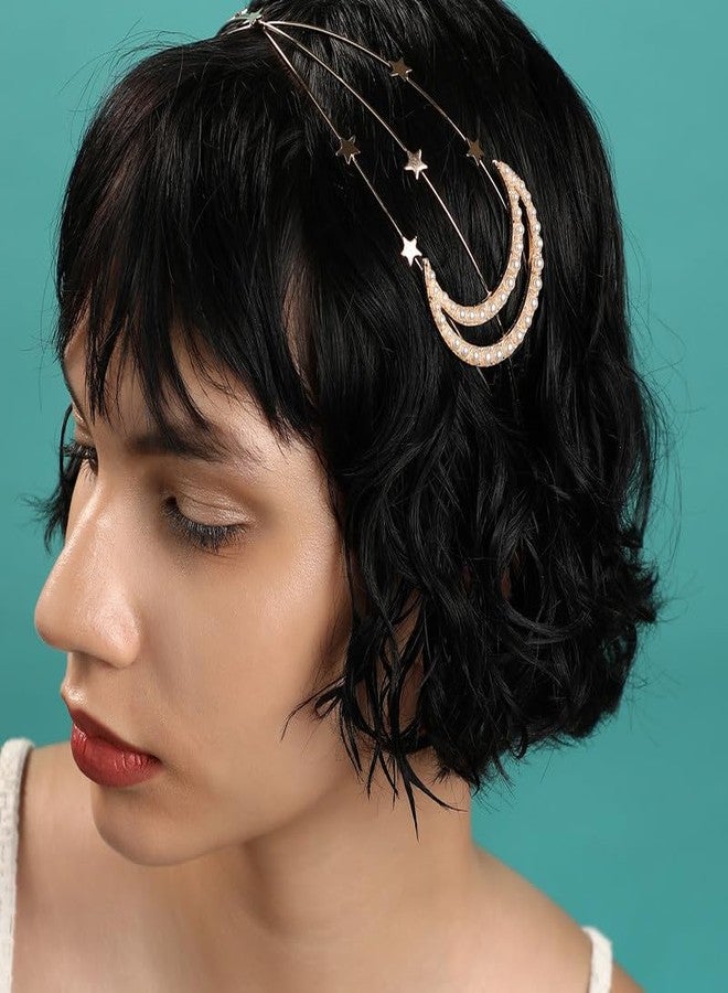 SOHI Gold Hair band for Women and Girls | Stones, Crystals, Embellished | Head Jewellery for women | Hair belt for girls | Fancy hair band | Hair Accessories for brides - Image 3