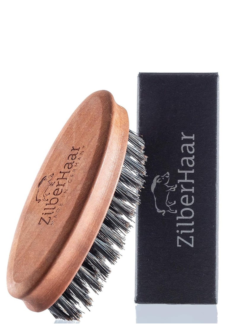 ZilberHaar ZilberHaar Pocket Mustache and Beard Brush - Stiff Boar Bristles Small Brush - Perfect Beard Grooming Tool - Relieves beard itch - Short and Medium - Made In Germany  - Image 1