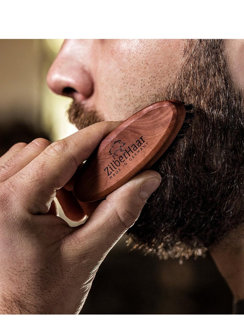 ZilberHaar ZilberHaar Pocket Mustache and Beard Brush - Stiff Boar Bristles Small Brush - Perfect Beard Grooming Tool - Relieves beard itch - Short and Medium - Made In Germany  - Image 3