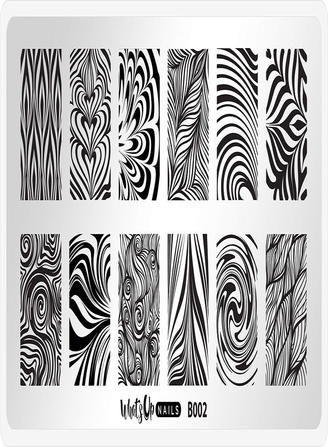 Whats Up Nails - B002 Water Marble to Perfection Stamping Plate for Nail Art Design - Image 1