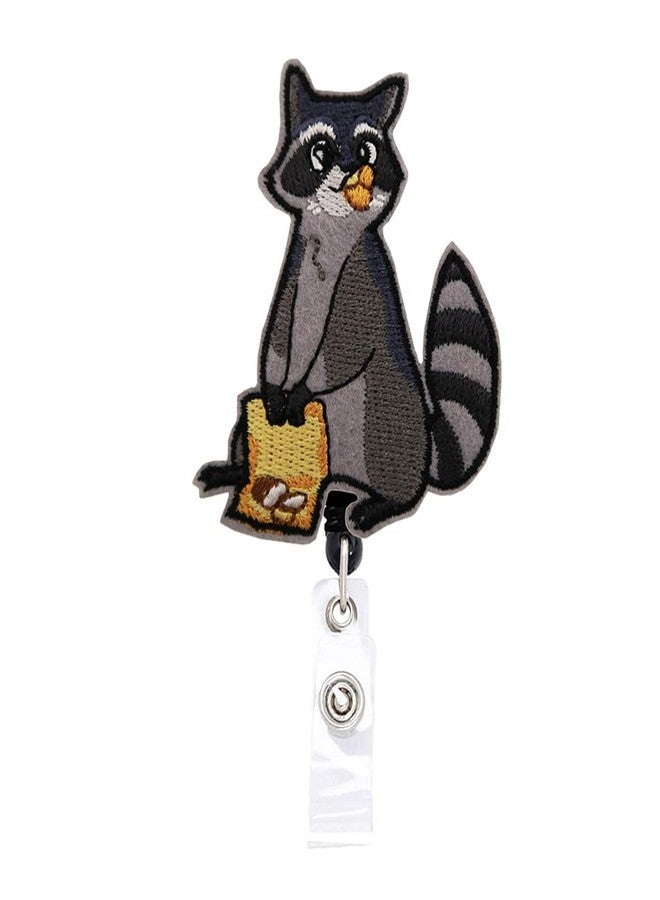 Rockapatch Raccoon Retractable Name Card Badge Holder Reel with Alligator Clip, 24 inches Thick Pull Cord - Image 1
