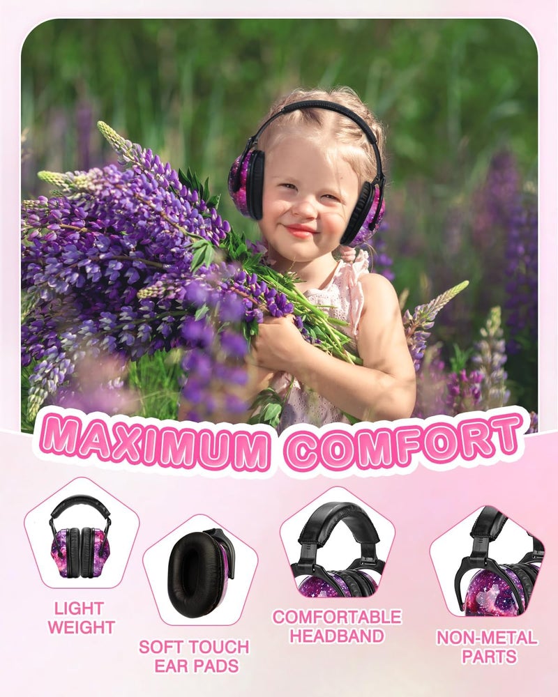 Zohan Kids Ear Protection 2 Pack, Hearing Protection Safety Ear Muffs for Children Have Sensory Issues, Adjustable Noise Reduction Earmuffs for Concerts, Fireworks, Air Shows (Nebula&Unicorn) - Image 5