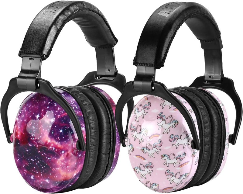 Zohan Kids Ear Protection 2 Pack, Hearing Protection Safety Ear Muffs for Children Have Sensory Issues, Adjustable Noise Reduction Earmuffs for Concerts, Fireworks, Air Shows (Nebula&Unicorn) - Image 1