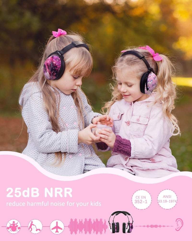 Zohan Kids Ear Protection 2 Pack, Hearing Protection Safety Ear Muffs for Children Have Sensory Issues, Adjustable Noise Reduction Earmuffs for Concerts, Fireworks, Air Shows (Nebula&Unicorn) - Image 4