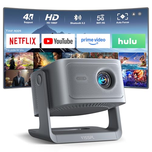 VISSPL 2200ANSI OfficiallyLicensed APPSmart 4K Projector with WiFi and Bluetooth VISSPL 3D Dolby Audio and Auto Focus Portable Outdoor Projector Movie Home Theater Proyector with 360 Adjustable Stand - Image 1