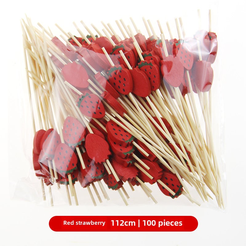 Bamboo Fruit Skewers Artistic Picks Cocktail Sticks Red strawberry 