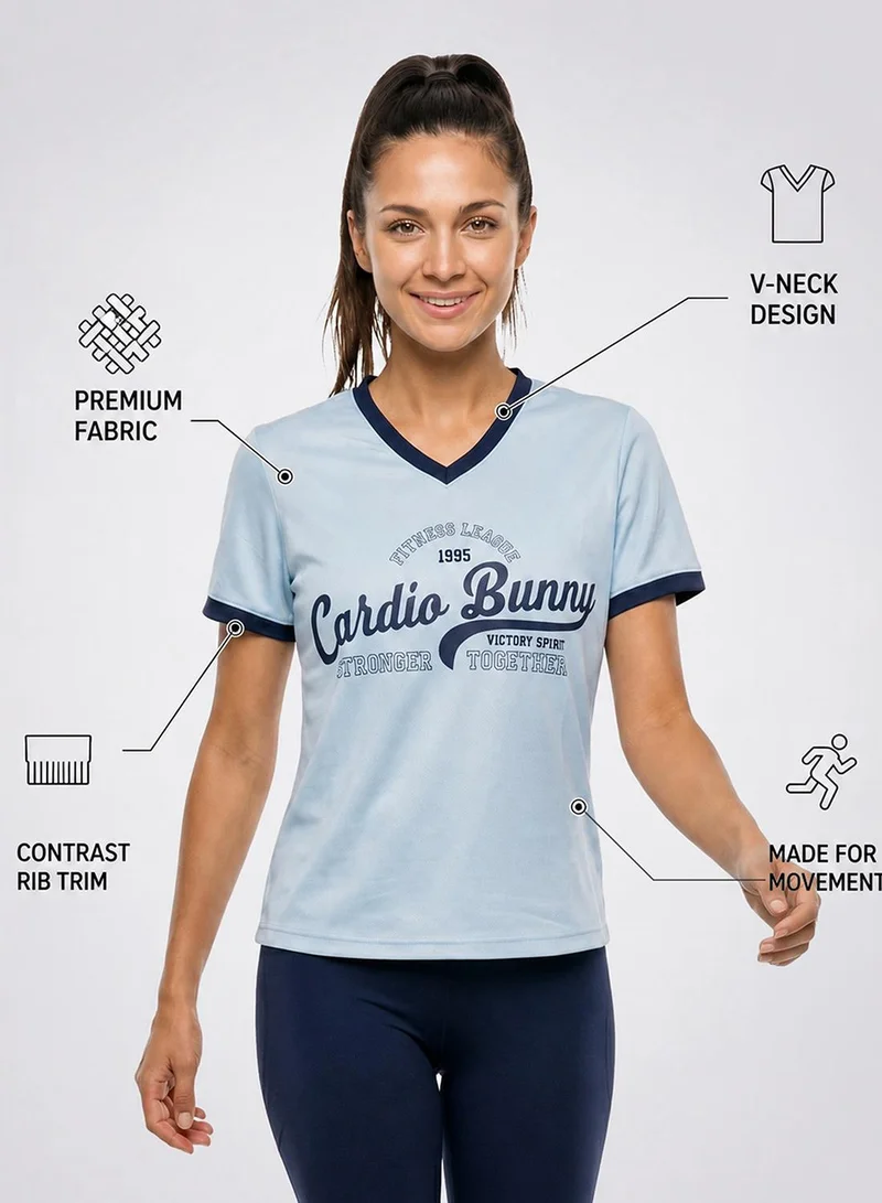 Cardio Bunny Women's Regular Fit Varsity Tee With Short Sleeve
