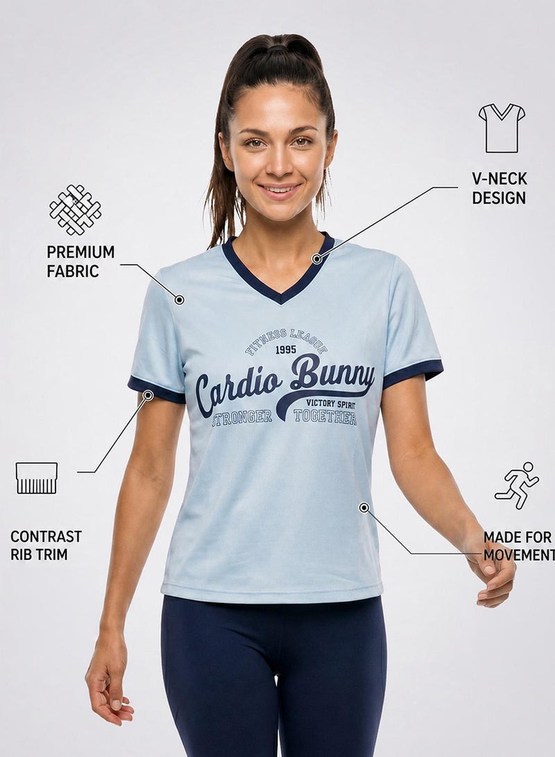 Cardio Bunny Women's Regular Fit Varsity Tee With Short Sleeve - Image 2