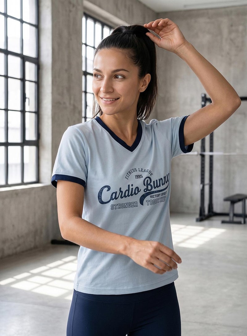 Cardio Bunny Women's Regular Fit Varsity Tee With Short Sleeve - Image 1