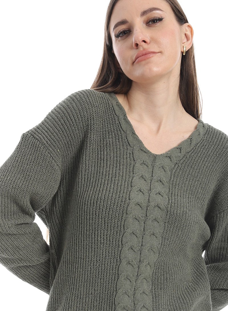 سيزار بلوفر صوف حريمي سادة برقبة علي شكل سبعة وتصميمات متعددة - Image 5