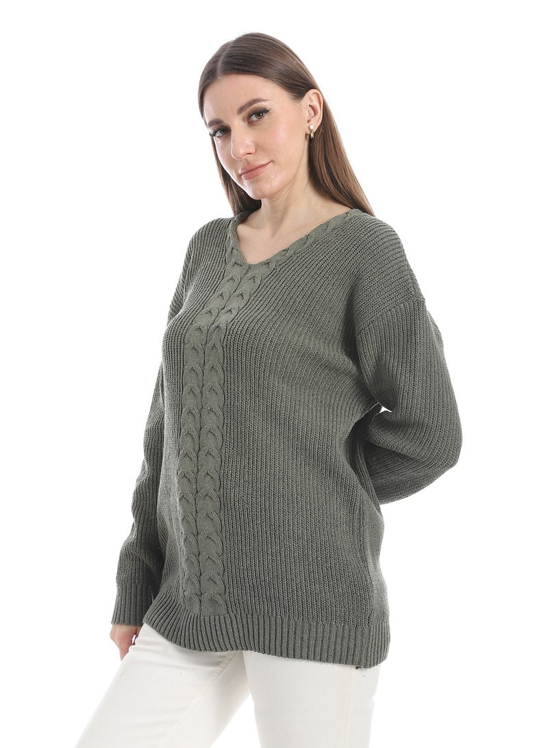 سيزار بلوفر صوف حريمي سادة برقبة علي شكل سبعة وتصميمات متعددة - Image 3