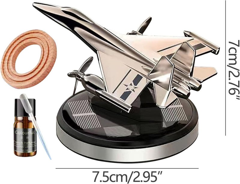 cheekyglo Solar Aircraft Car Aromatherapy Decor with Essential Oil, Solar Energy Rotating Helicopter Design Aromatherapy Diffuser Car Air Freshener Essential Oil Diffuser for Car Office Home - Image 3