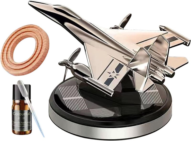 cheekyglo Solar Aircraft Car Aromatherapy Decor with Essential Oil, Solar Energy Rotating Helicopter Design Aromatherapy Diffuser Car Air Freshener Essential Oil Diffuser for Car Office Home - Image 1