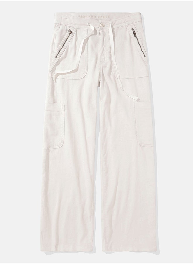 American Eagle AE Dreamy Drape Linen-Blend Baggy Wide-Leg Cargo Pant  - Image 4