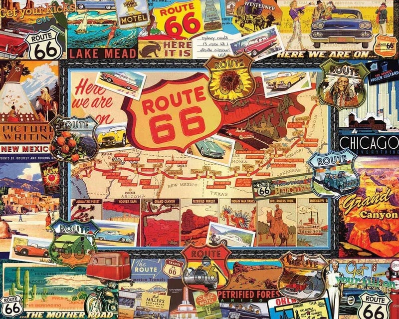 White Mountain Puzzles Route 66 - 1000 Piece Jigsaw Puzzle - Image 1