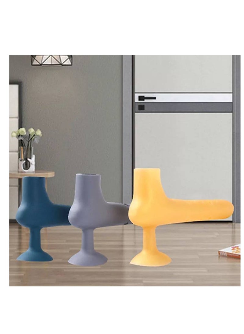 Generic Anti-collision Silicone Door Stopper, Adhesive Stopper Prevents the Door from Hitting the Wall and Paint, Anti-Slip Silicone Door Stopper to Hold the Door and Keep It Open (Blue) , 4 pieces  - Image 4