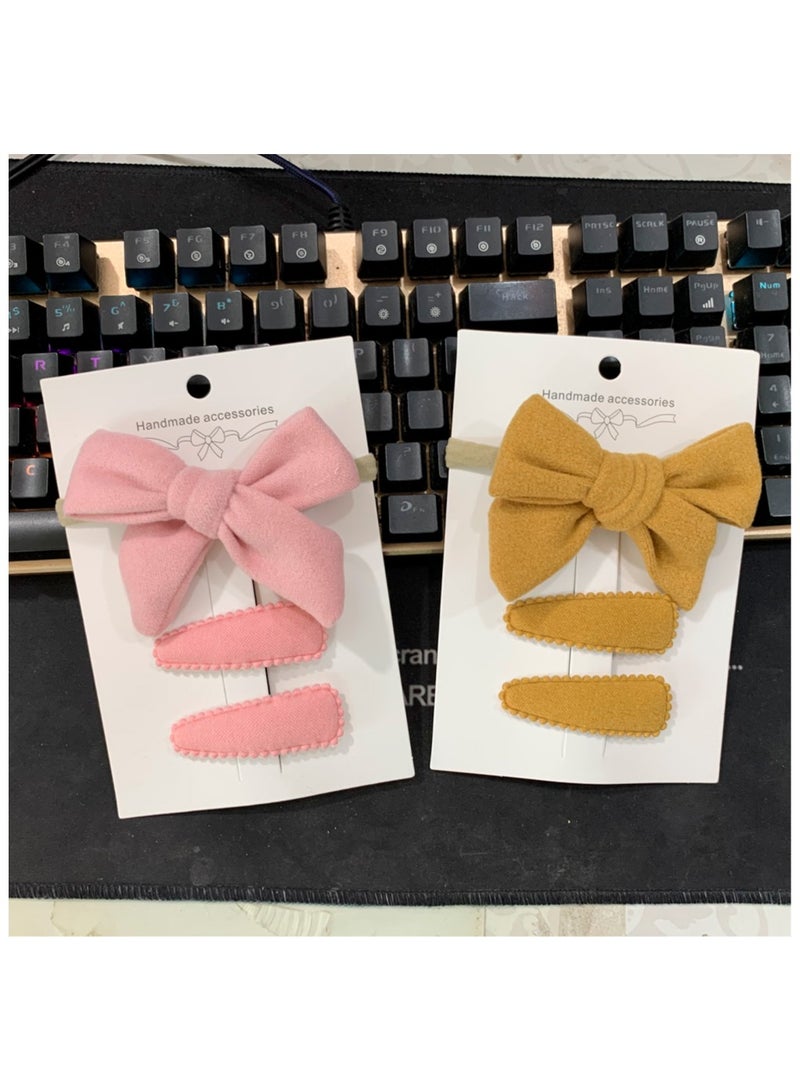 دىدانيالا مجموعة مشابك شعر فيونكة شريط سارة مع ربطة ذيل حصان للأطفال والبنات - وردي فاتح - Image 2