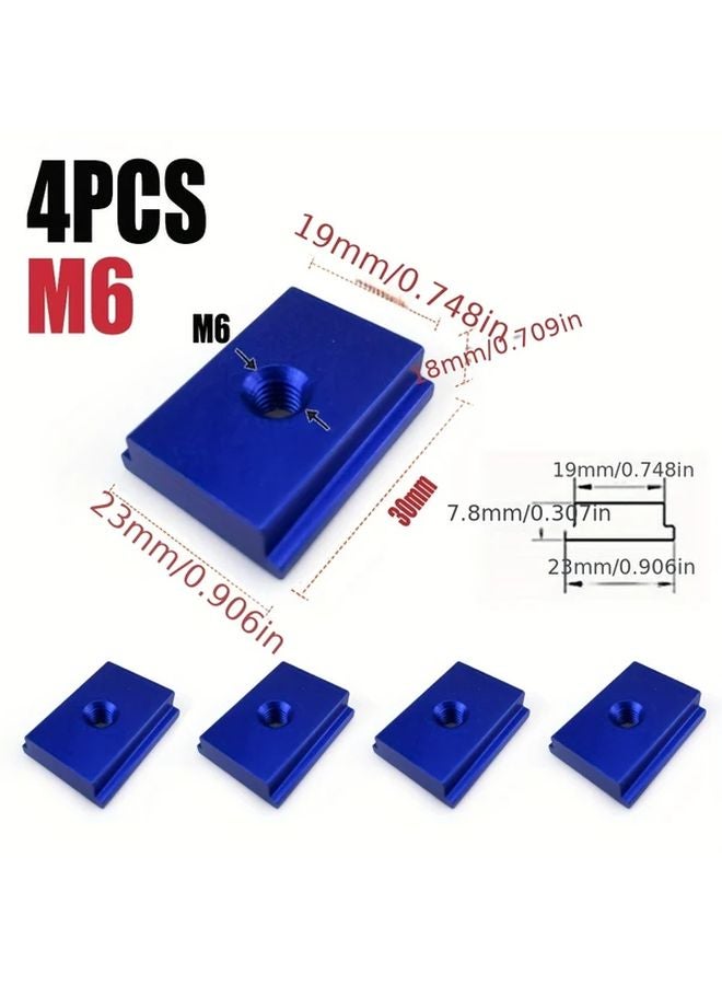 Type 30 T Slot Slider M6 Blue 4 Pack For Woodworking - Image 1