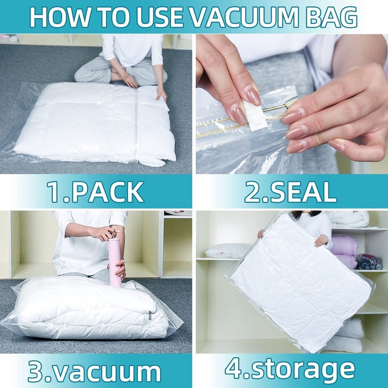 DHVAJA Space Saver Pack of 5 vacuum storage bags Save 80 on Clothes Storage SpacePremium Vacuum Sealer Bag for organizer Blankets Bedding Clothing with hand Pump - Image 4