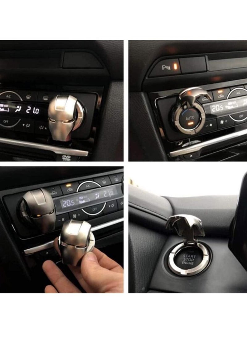 DELFINO 1pcs Car Engine Start/Stop Button Protection Cover Auto Engine Ignition Start Stop Button Replacement-Start Stop Trim Protector Key Ring Circle Cover 3D Iron Man Car Interior Accessory - Image 3