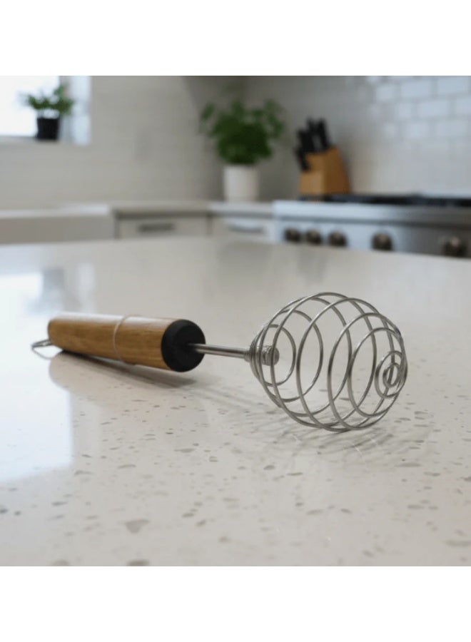 Shengya Stainless Steel Balloon Egg Whisk with Wooden Handle – Perfect for Baking, Mixing & Beating Eggs (25×6 cm) - Image 2