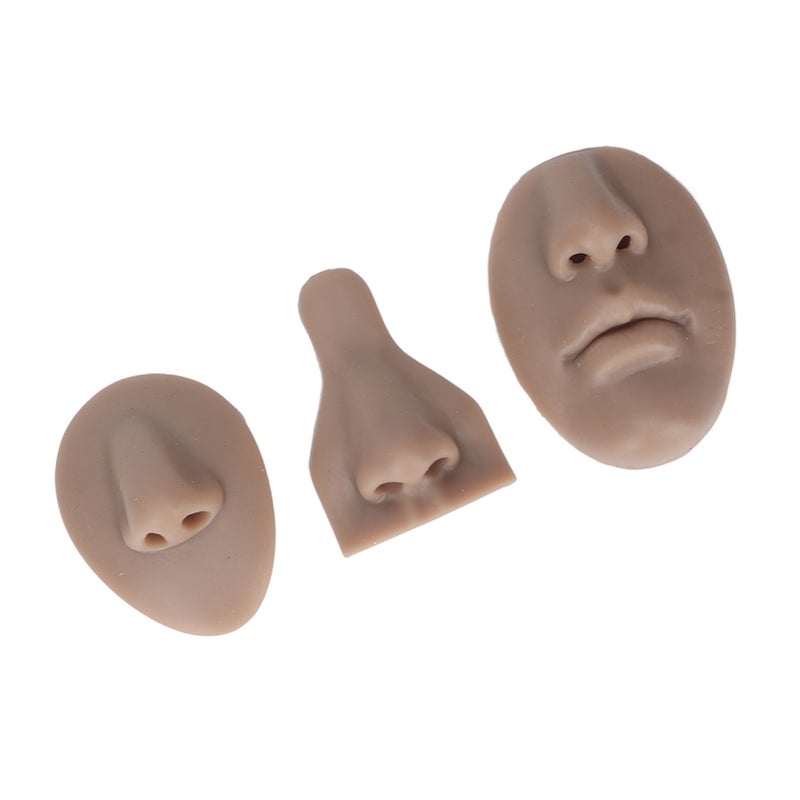 Silicone Nose Model Set Simulation 3D Soft Practice Nose Model for Nose Suture Teaching Exercise Dark Skin Color - Image 2
