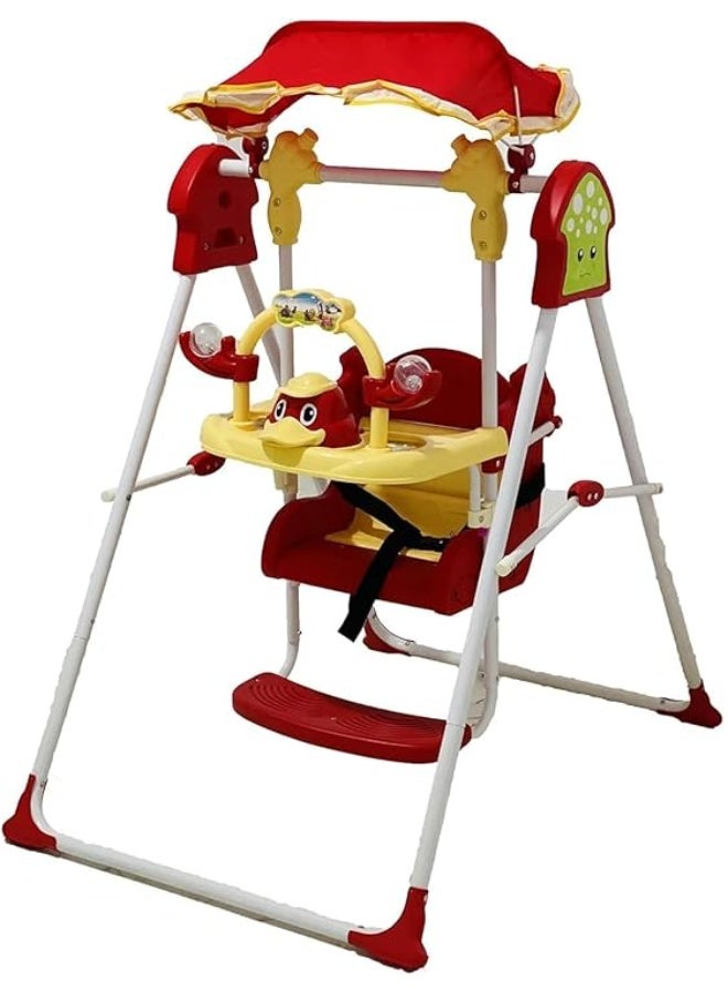 Swing for Kids - Baby Swing with Stand and Metal Body Frame - Perfect for Indoor and Outdoor - for Boys and Girls of Age 6 Months and Above_Red