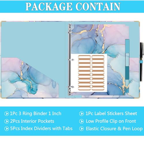 Lateefah 3 Ring Binder, 1 Inch Binder Organizer for Letter Size(8.5'' x 11'') with 5-Tab Dividers and Pockets, File Folders with Low Profile Clipboard for Office, School Supplies - Image 5